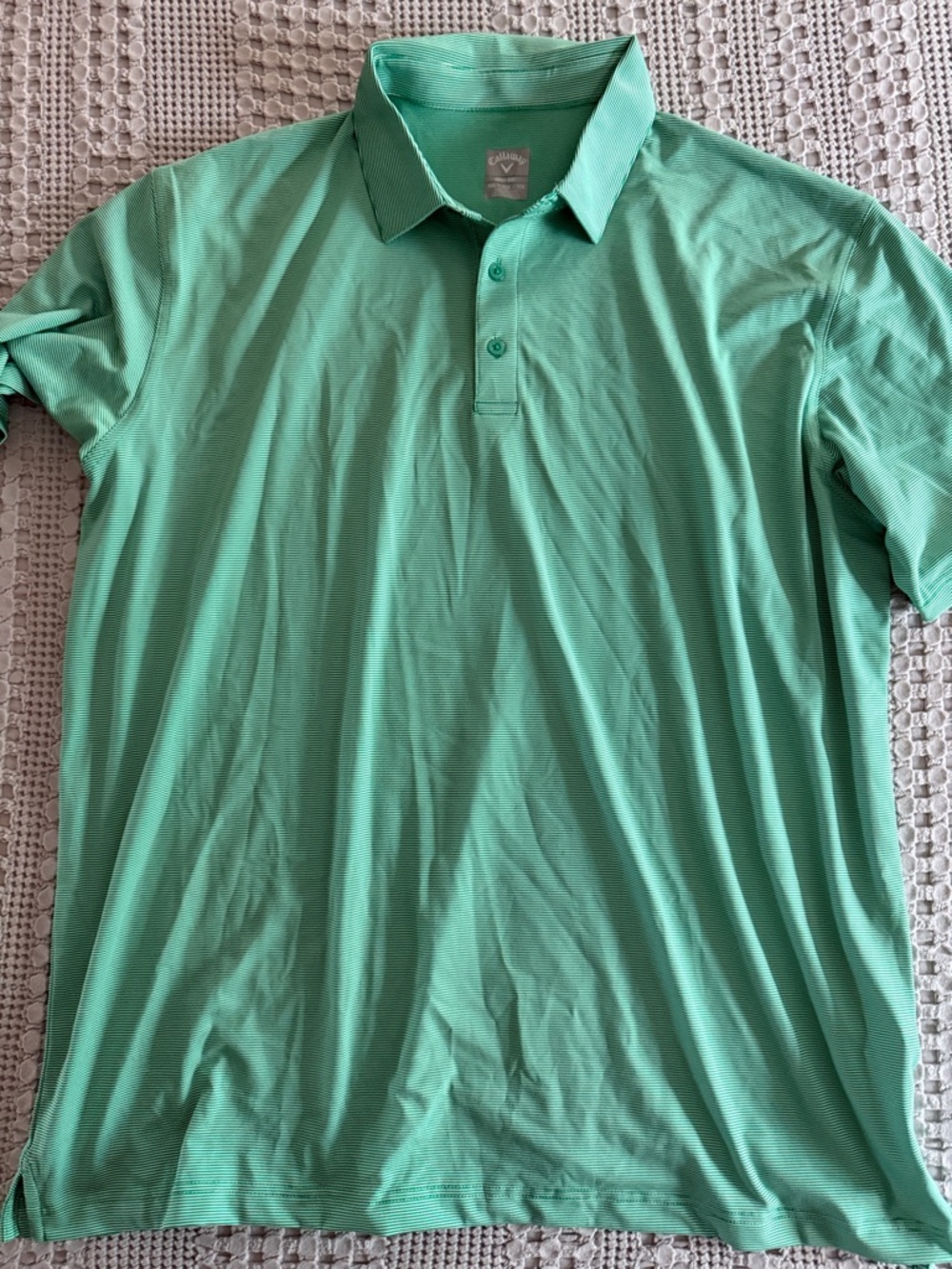 Callaway Men’s Green and White Stripe Performance Polo